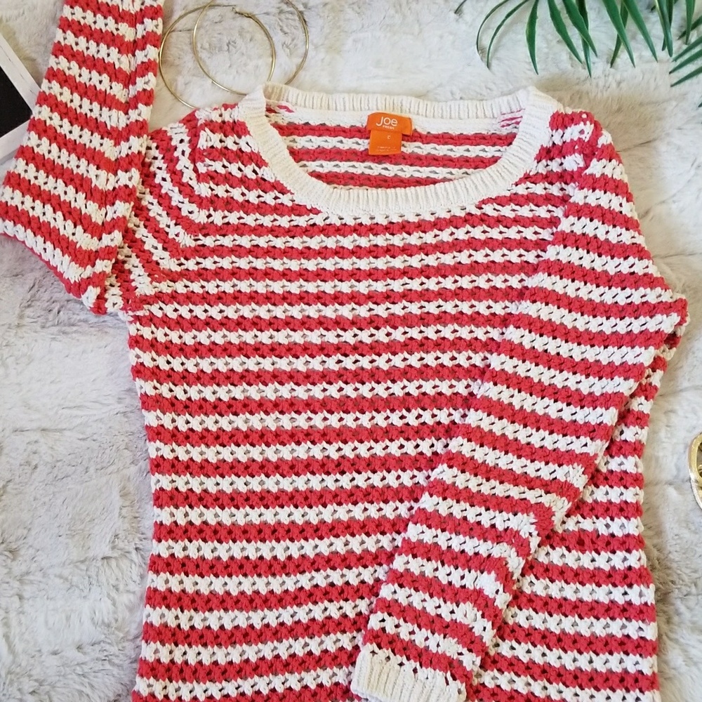 Joe Fresh Striped Knittes Sweater Orange and White